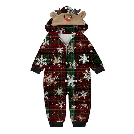 

Family Matching Outfits Comfortable Christmas Baby Sleepwear Pajamas Cute Paid Snowflake Print Long Sleeve Jumpsuit Soft Holiday Romper Matching Clothing Set