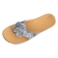 thumbnail image 1 of Bmisegm Women Sandals New Pattern Fashion Flower Decoration Flip Flop Wedge Comfortable and Lightweight Non Slip Summer Casual Shoes Sandals Women Summer Sky Blue 6.5, 1 of 9