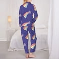 thumbnail image 3 of Pajama Sets for Women 2 Pcs, Star with a tail Button Down Long Sleeve Sleepwear Lounge PJ Sets, 3 of 6