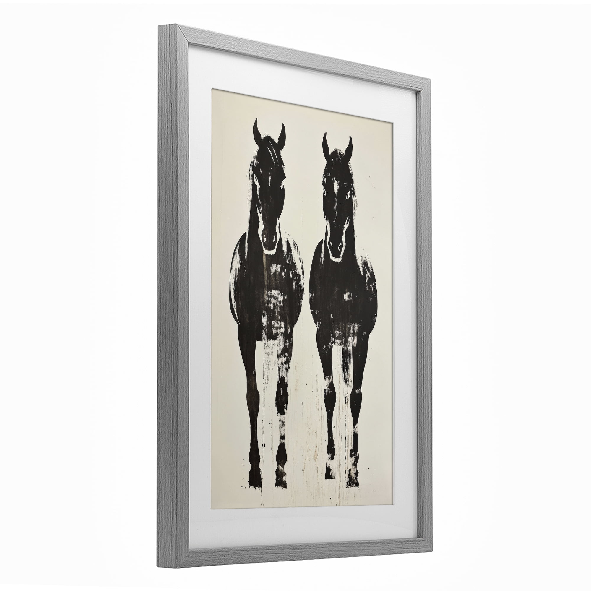 Stupell Industries Silhouetted Horse Couple Gray Framed Print Under Glass, design by Petal Prints Design