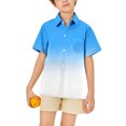 thumbnail image 2 of Gbsyewxs Girls Shirts Short Sleeve Lapel Patchwork Gradient Fashion Summer T Shirts For Kids Blue Size 5-6 Years, 2 of 5