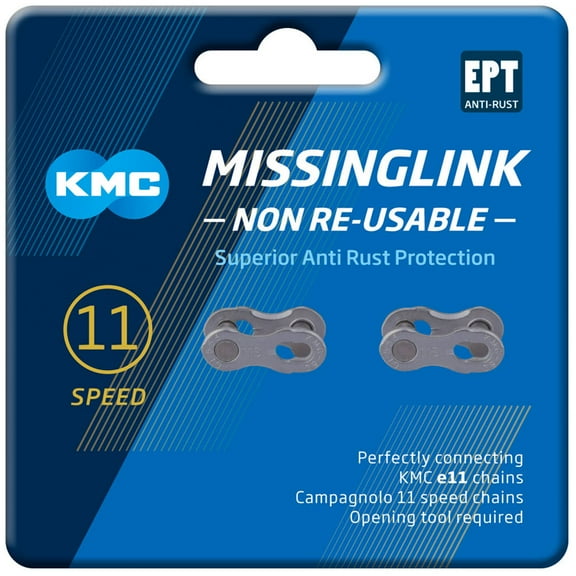 KMC 11 Speed EPT Non Re-Usable MissingLinks, Dark Silver, 2 Pairs