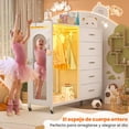 thumbnail image 4 of Armario Infantil con Espejo, Guardarropa de Tela Armario Vertical Multiusos, para Dormitorio Estudio o Vestidor, 115x40x115 cm (Blanco), 4 of 8
