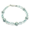 thumbnail image 3 of Blue Topaz 3.5-4mm Button Shape Smooth Cut Beads 7 inch Silver Plated Clasp Bracelet for men, women, unisex. Link Chain Stacking Bracelet.|LINK_01652, 3 of 4