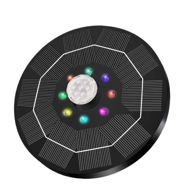 Fuente de piscina con luces, bomba de agua flotante eléctrica para exteriores con cascada para estanques pequeños, piscinas elevadas (colorida)