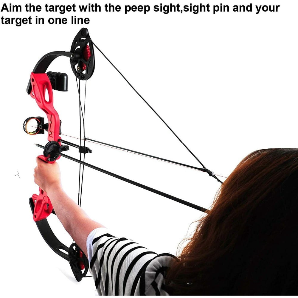 EROCK Teens Compound Right Hand Bow Archery Arrow Kit W/30" Target Hunting Set 15-29lbs