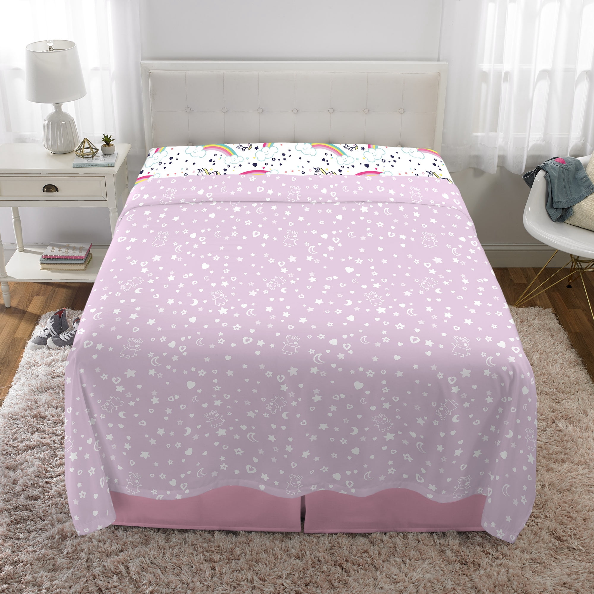 Peppa Pig Kids Full Sheet Set, Pink, Hasbro