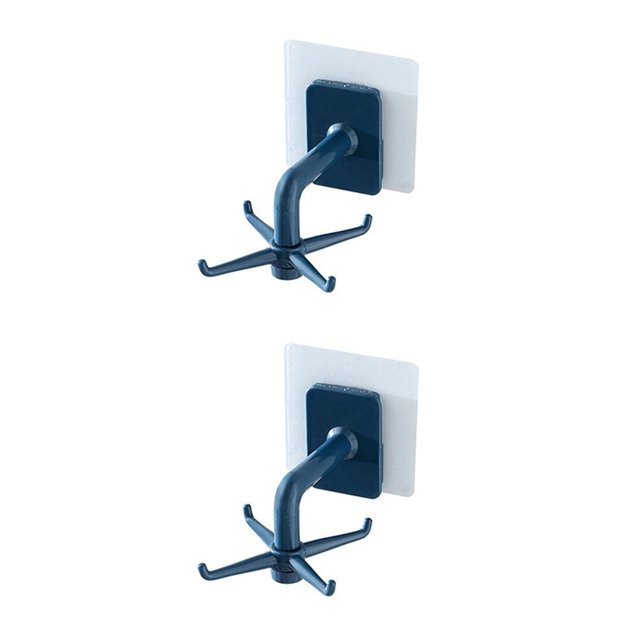 Yuarrent Gancho de pared de 4 garras Soporte de almacenamiento de herramientas de cocina Colgador giratorio de 360 ° Azul Azul 2Conjunto
