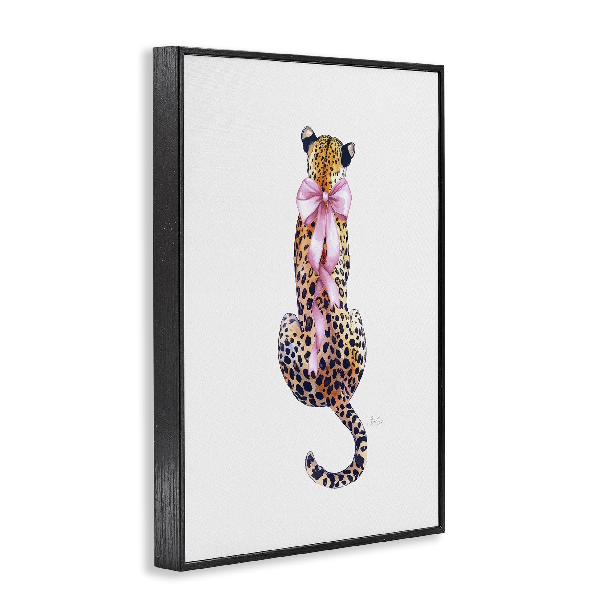 Stupell Industries Poised In Pink Cheetah Black Framed Giclee Art, design by Shelly Craig