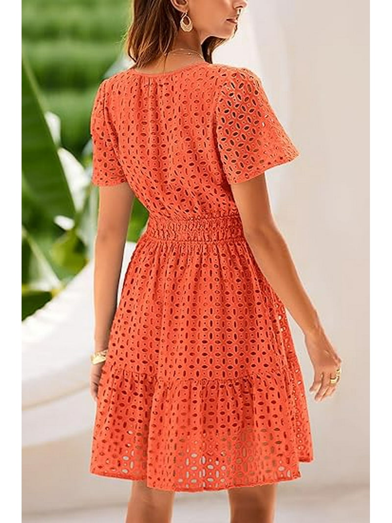 women's cute short dresses Short Ruffled Pink Floral Casual Summer Dress Pink Floral / Medium
