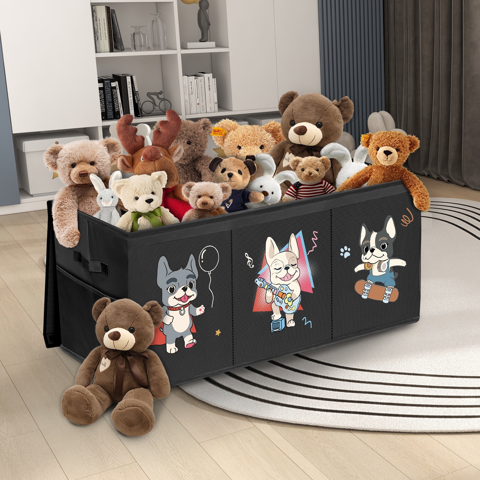 Toy Box Chest Organizer Bins for Girls Boys, Kids Large Fabric Collapsible Storage Basket Container with Flip-Top Lid & Handles for Clothes,Blanket,Nursery,Playroom,Bedroom