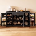 thumbnail image 4 of Coffee Bar Cabinet, 56" Sideboard Buffet Cabinet with Drawer, 4 Doors & Open Side Shelves, White Storage Cabinet for Kitchen, Dining Room, Living Room, Coffee Station, 4 of 11