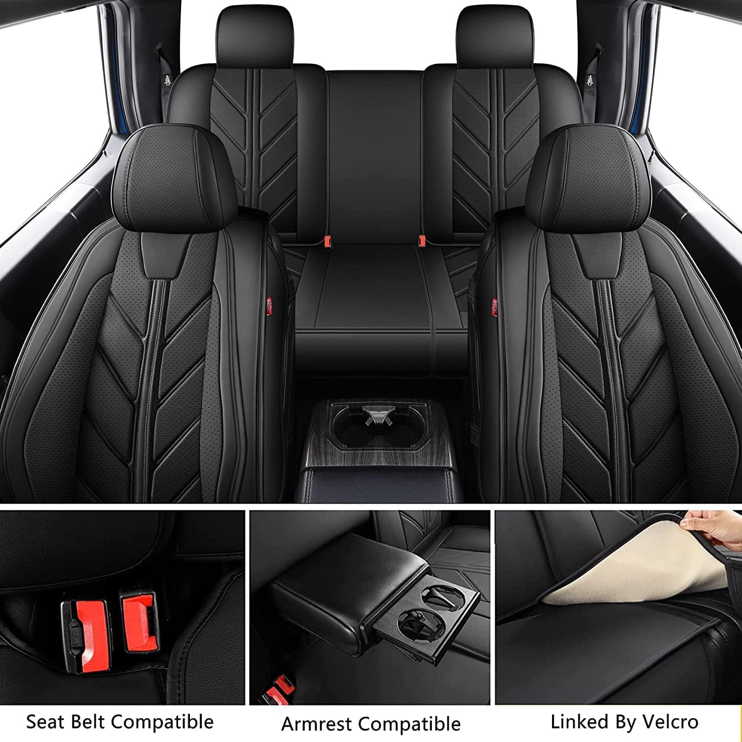 Pickup Seats Covers Compatible with Toyota Tacoma 2005-2023 Pro TRD Sport Trall Special Edition Faux Leather