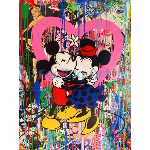 Disney Mickey Mouse Canvas Painting Poster and Mickey Minnie Mouse Prints Funny Wall Art Picture for Living Room Home DecorationA4 21x30cm Unframed Gao Jinjia LED