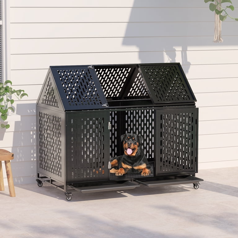 52 Inch Heavy Duty Dog Crate Extra Large Dog Cage, Indestructible
