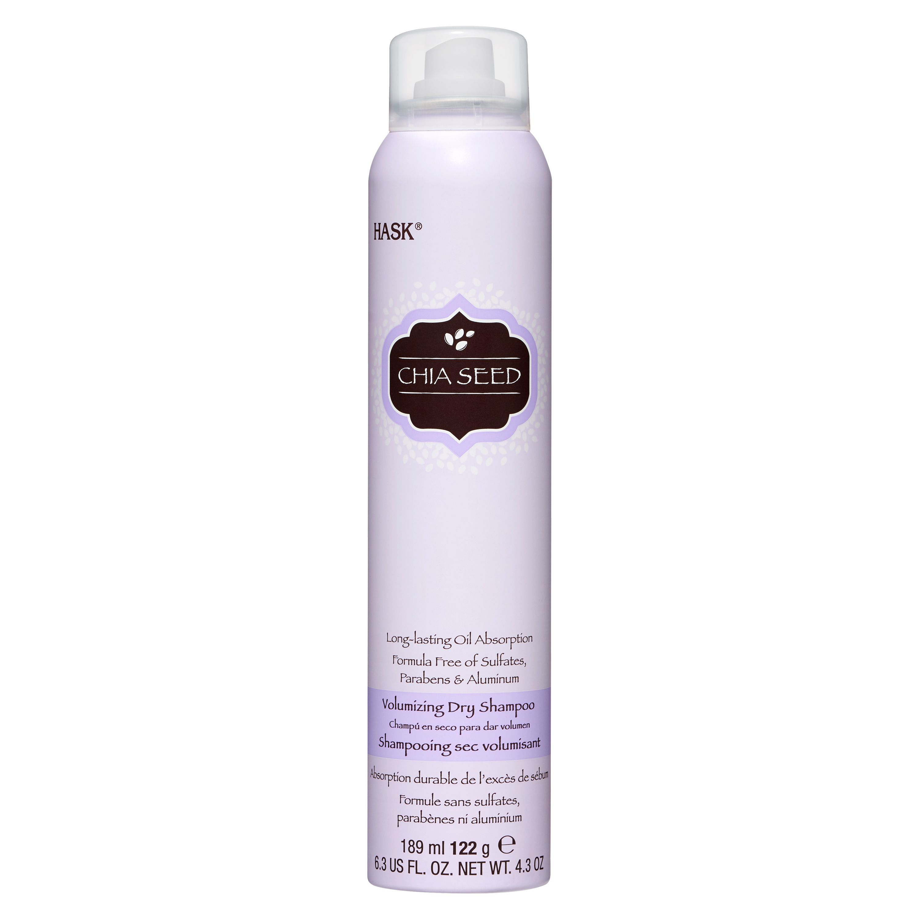 HASK Chia Seed Volumizing Dry Shampoo AluminumFree, herbaceous scent, 6.3 fl oz NET WT 4.3 oz