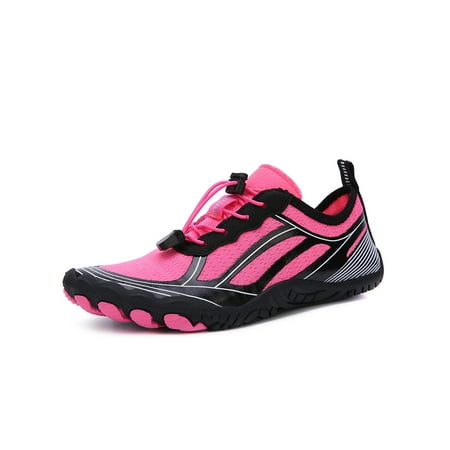 

Eloshman Unisex Water Shoes Quick Dry Aqua Socks Summer Beach Surf Shoe Yoga Comfort Barefoot Athletic Sneakers Anti-Slip Sneaker Black Rose Red 5
