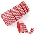 thumbnail image 7 of 50m 5 Style Polyester Ribbon Tartan Ribbon Pale Violet Red 1/4~1-1/2 inch(6~38mm) 10m/style, 7 of 7
