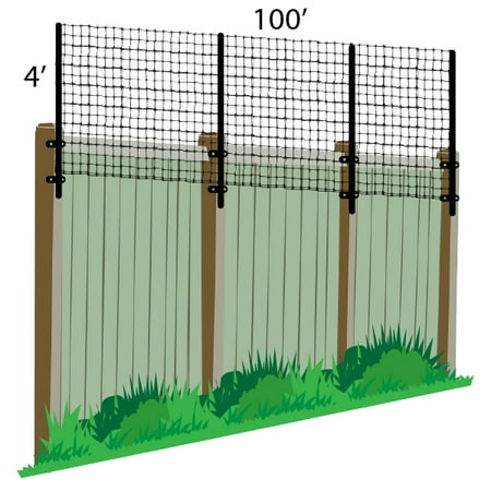 Wired Wooden Fence - 4' x 100' Poly Extension Kit For Existing Wooden Fence