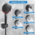 thumbnail image 3 of Regaderas para Baño, 10 in Regaderas para Baño Alta Presion, Rociador Manual de 5 Velocidades con Manguera, Incluir Brazo de Extensión de 28 cm, 180° Ajustable, Adecuado para Familias y Hoteles(Negro), 3 of 7