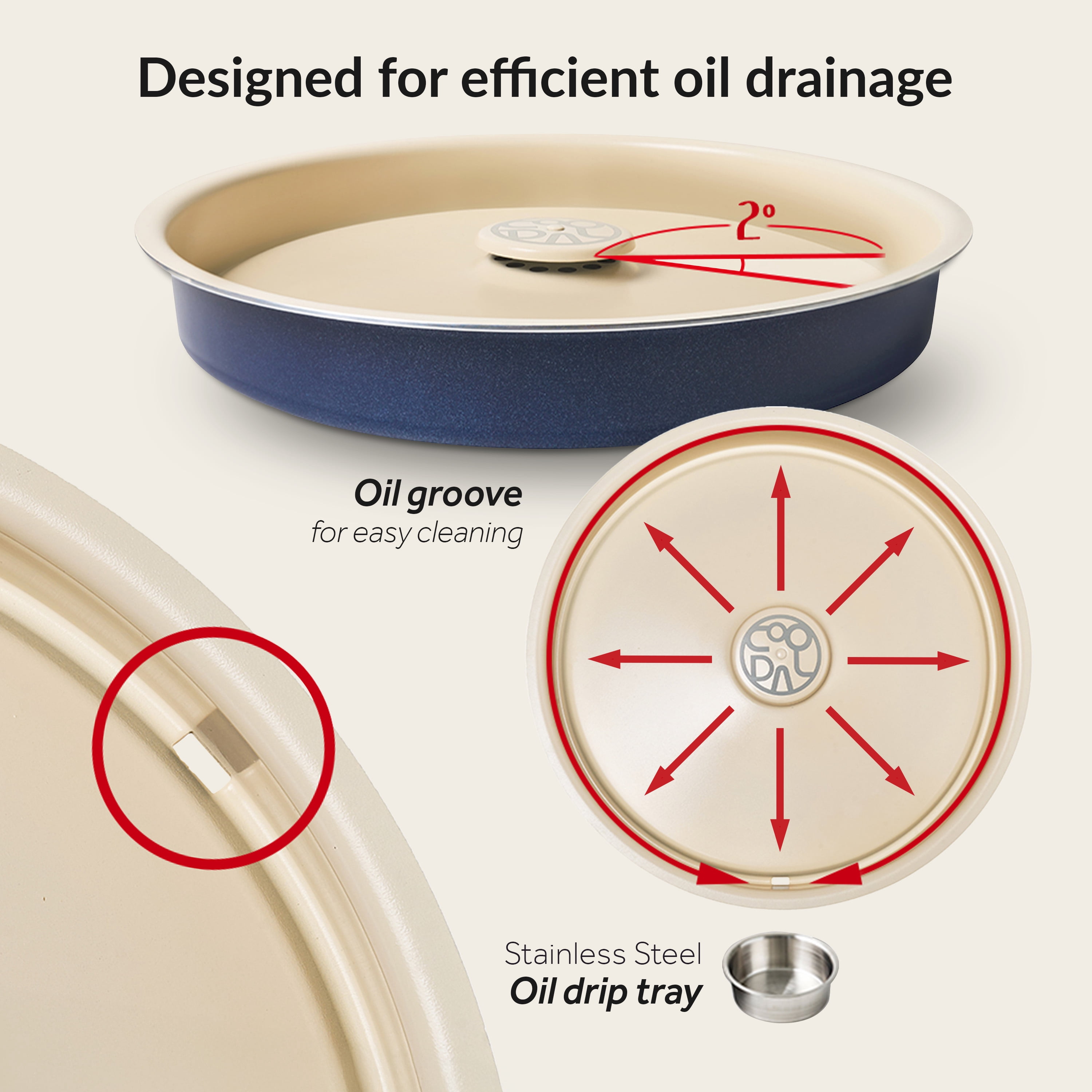 Air grill pan PRO 12.6 inch (Ivory)