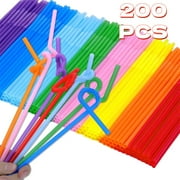GIXUSIL 200 Pack Extra Long Straws - 12" Cocktail Straws Drinking Plastic Assorted Color Long Flexible Bendable Drinking Straws Plastic Disposable Straws