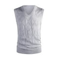 thumbnail image 1 of ameIAEA Men's Sweater Vest V Neck Cable Knitted Sleeveless Solid Color Pullover Sweater Fall Winter, 1 of 3