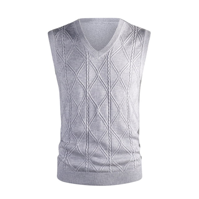 ameIAEA Men's Sweater Vest V Neck Cable Knitted Sleeveless Solid Color Pullover Sweater Fall Winter
