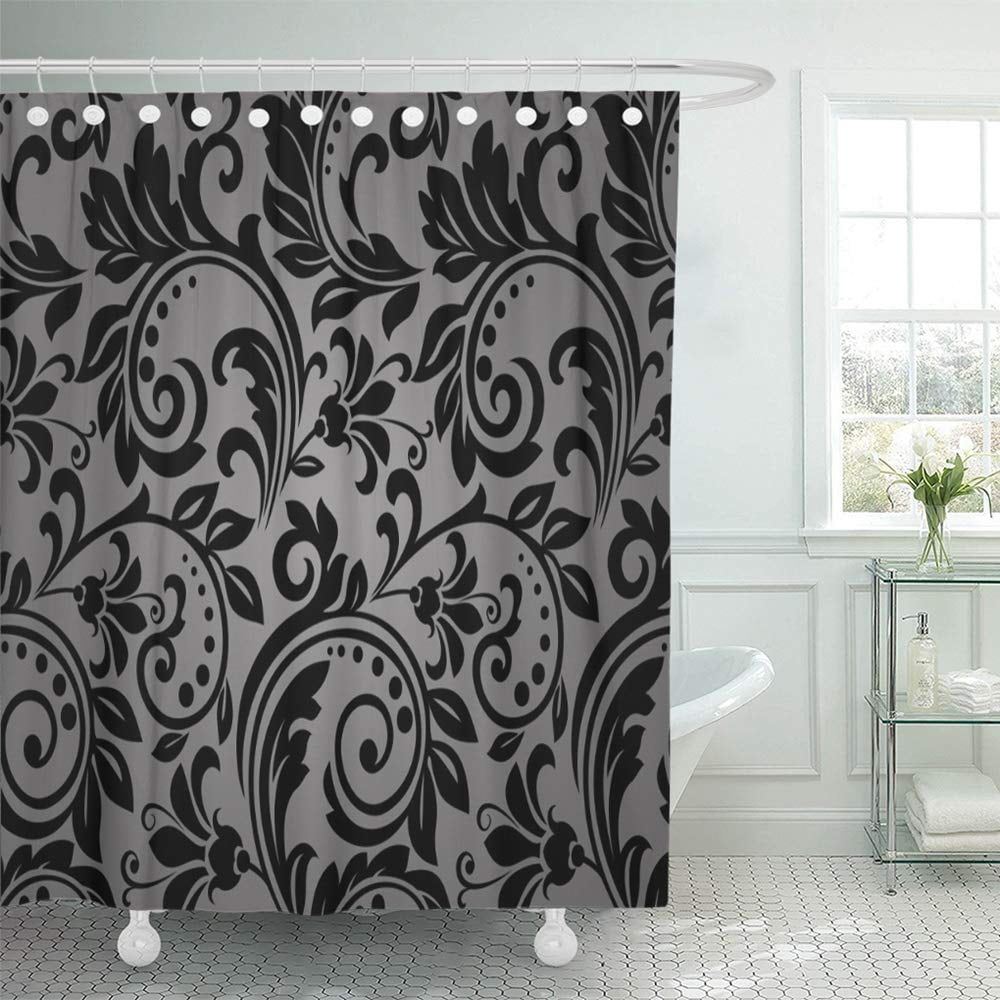 KSADK Victorian Floral Pattern Baroque Damask Black Western Abstract