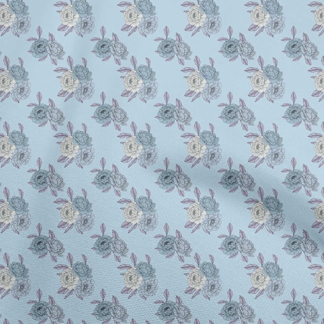 oneOone Velvet Light Blue Fabric Floral Sewing Craft Projects Fabric Prints By Yard 58 Inch Wide