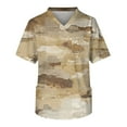 thumbnail image 2 of Domuza Scrub Shirts for Men Plus Size Short Sleeve V-Neck Nurse Uniform Camo Print Stretch T-Shirt Comfort Soft Caregiver Top with Pockets Earthy Yellow L, 2 of 5