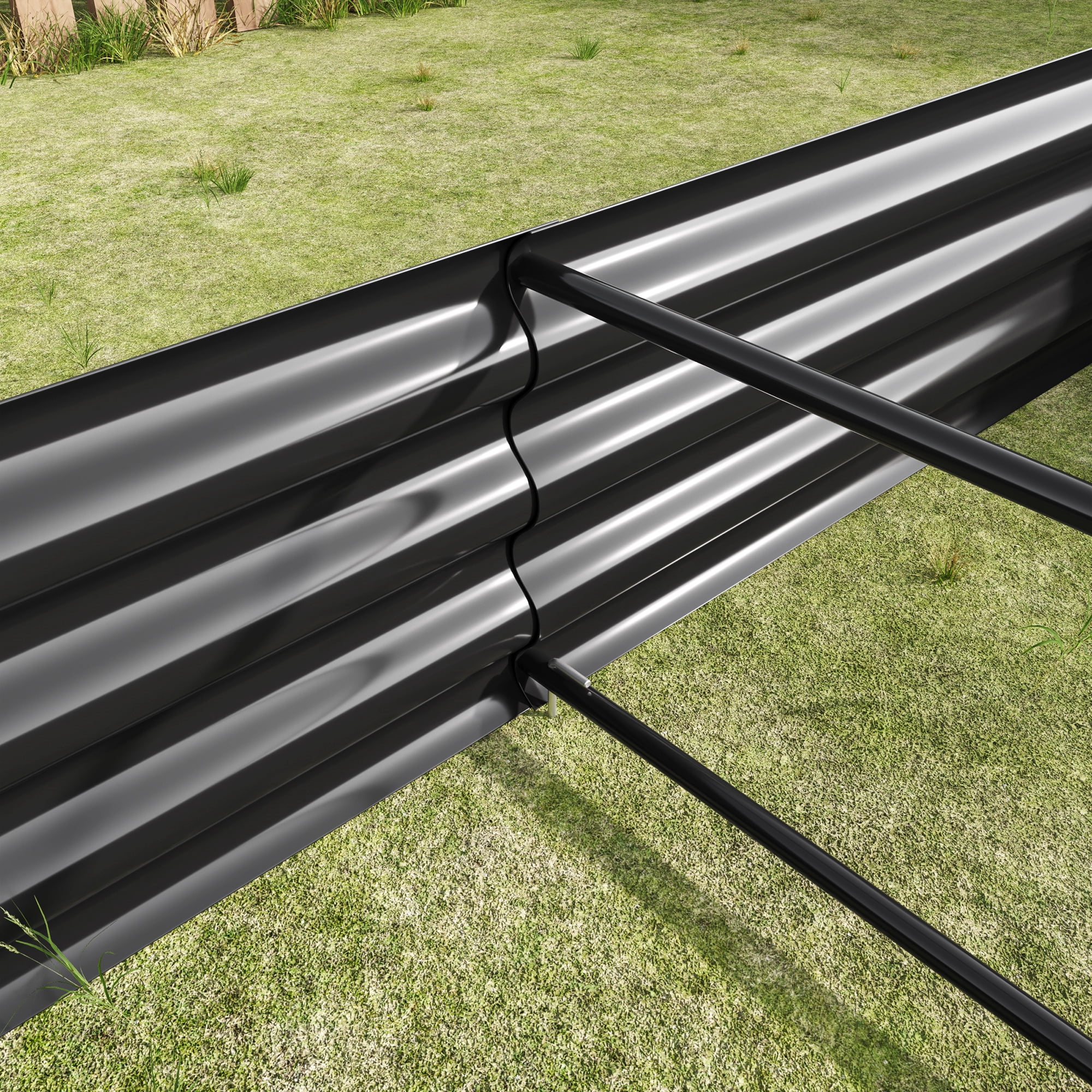 Miniyam 6×3×1ft Metal Raised Garden Bed, Rectangle Raised Planter for Flowers Plants, Vegetables Herb, Black
