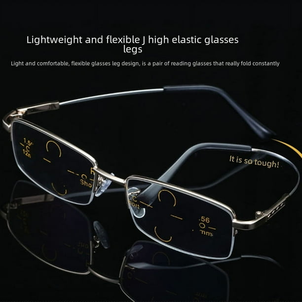 Gafas de presbicia de doble propósito para cerca y lejos Gafas de presbicia multifocales de titanio con memoria para hombres Gafas de presbicia con zoom inteligente y luz azul Gafas de largo alcance