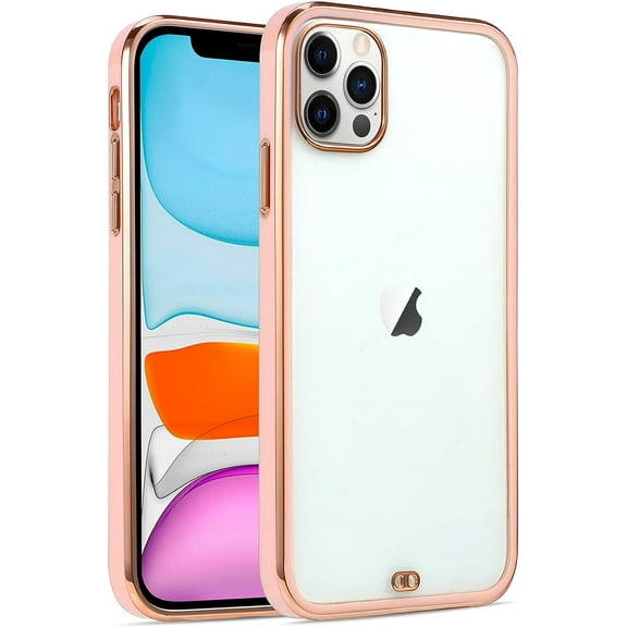 Clear Case Compatible with iPhone 12 Pro Max Case Cute Candy Color Soft Silicone TPU Gel Silicone Protective Camera Screen Protective Case Pink (Rose Gold, iPhone 12 Pro Max)
