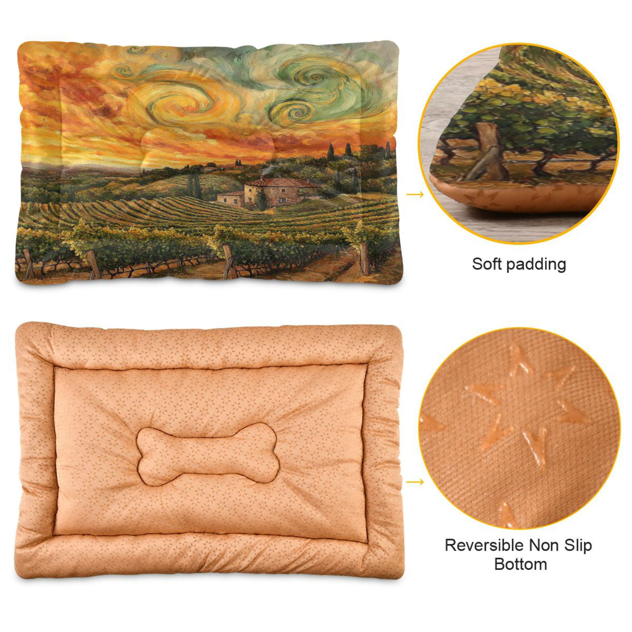 Qxltty Beautiful Vineyard Ped Pad Wear-resistant and Hard to Bite Through Sleeping Pad for Small Medium Large Dogs Winter Pet Bed 36×24in