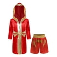 thumbnail image 1 of Zaldita Costumes de Boxe pour Enfants Garçons Filles Tenues de Fête 2 Pcs Robe de Boxe et Shorts de Boxe Bourgogne 14, 1 of 4