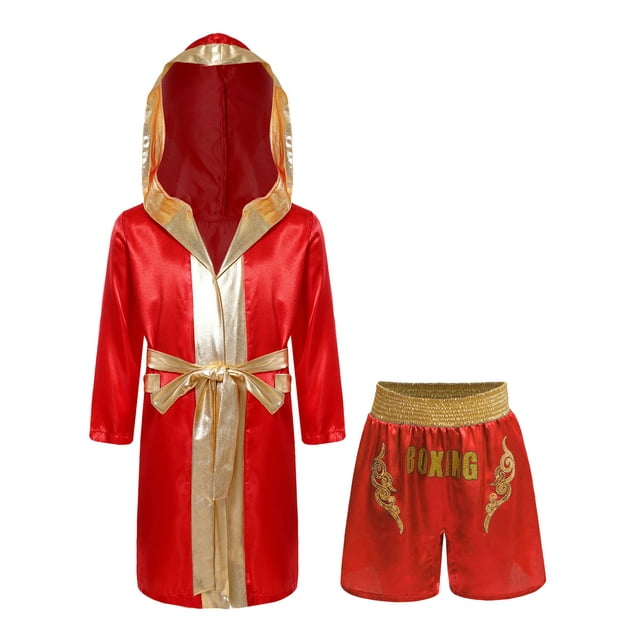 Zaldita Costumes de Boxe pour Enfants Garçons Filles Tenues de Fête 2 Pcs Robe de Boxe et Shorts de Boxe Bourgogne 6