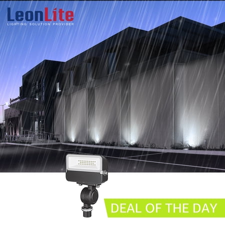 LEONLITE 15W LED Flood Light with Knuckle Mount  160W Eqv.  120V Outdoor Area Light  5000K Daylight  for Wall Washing Signage Lighting  Billboard Lighting  Flag Lighting