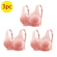 thumbnail image 2 of 3PC Bras for Women Plus Size Behind Buckle No Underwire Comfort Breathable Senior Wireless Bras Hot Pink M, 2 of 8
