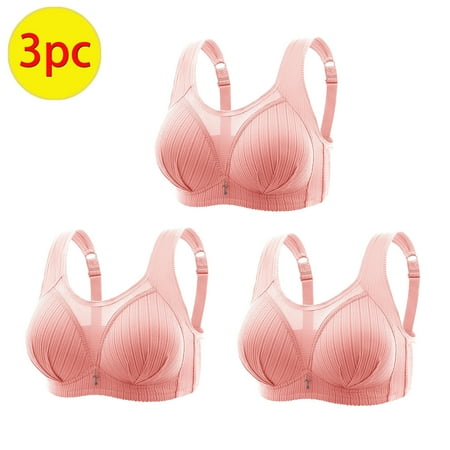 Crunowin Women s Bra 3 Pack  Plus Size Push Up Breathable Lingerie Wire Free Comfort Everyday Underwear Hot Pink XXXL