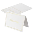 thumbnail image 1 of Uxcell 20 Pcs  "Happy Birth-day" Table Place Cards White Gold Line Frame 5.6x3.8 Inch Foldable Blank Fillable Cardstock Greeting Cards for Table Setting, 1 of 6