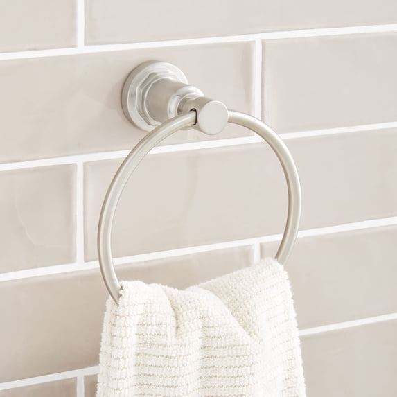 Signature Hardware 948296 Greyfield Towel Ring - Nickel