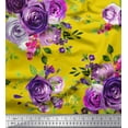 thumbnail image 1 of Soimoi Moss Georgette Fabric Leaves & Rose Flower Print Fabric by the Yard 42 Inch Wide, 1 of 1