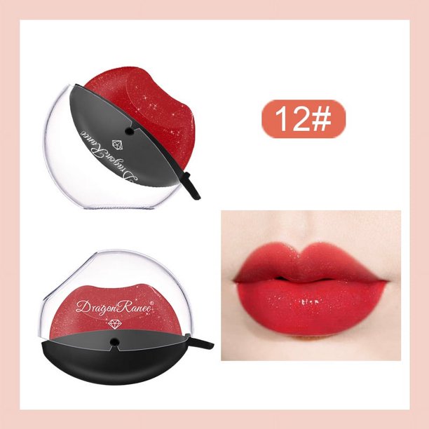 Lápiz labial con brillo fino nacarado en forma de labio perezoso de 12 colores que no es fácil de decolorar, cálido e hidratante, perezoso que cambia de color