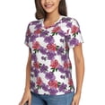 thumbnail image 5 of Yiaed Peonies Print Women's T Shirt V-Neck Short Sleeve Shirt Casual Breathable Tee Summer Tops-Large, 5 of 5
