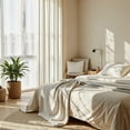 thumbnail image 2 of NICETOWN Taupe Striped Curtains for Bedroom, Semi Sheer Linen Curtains Boho Light Filtering Back Tab French Country Window Drapes , 52"x84", 2 Panels, 2 of 8