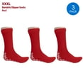 thumbnail image 4 of Pack of 3 Pairs - XXXL Non-Skid Bariatric Extra Wide Slipper Socks for People with Diabetes & Edema (Red), 4 of 6
