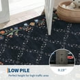 thumbnail image 5 of FairOnly 8'x10'Flroal Printed Area Rug for Living Room Non Slip Stain Resistant Modern Soft Floor Rug for Bedroom Laundry Bathroom,Black, 5 of 7