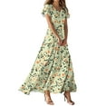 thumbnail image 2 of Women's Elegant Flutter Sleeve Dress Floral Chiffon Maxi Dress Flowy Wedding Guest Dress for Spring 2025 Yellow XL, 2 of 5