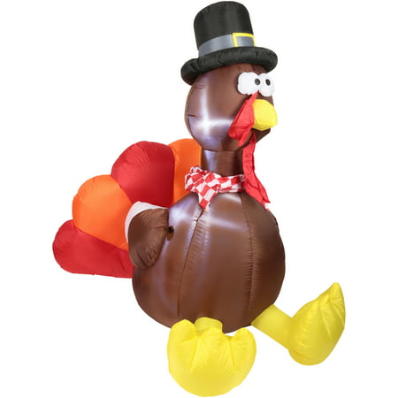 Way to Celebrate! Airblown® Inflatable 6 ft. Turkey Decoration Set 8 pc ...
